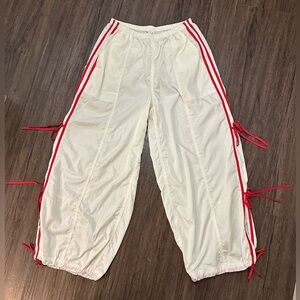 Anthropologie Daily Practice Bowline Parachute Pants in Cream/Red. NWT. Size XS